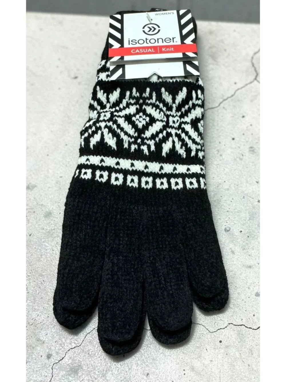 Isotoner Womens Knit Gloves Snowflake Pattern One Size Winter Casual